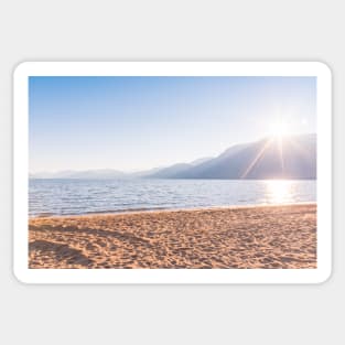 Sunshine Glowing Over Mountains and Skaha Lake Sticker